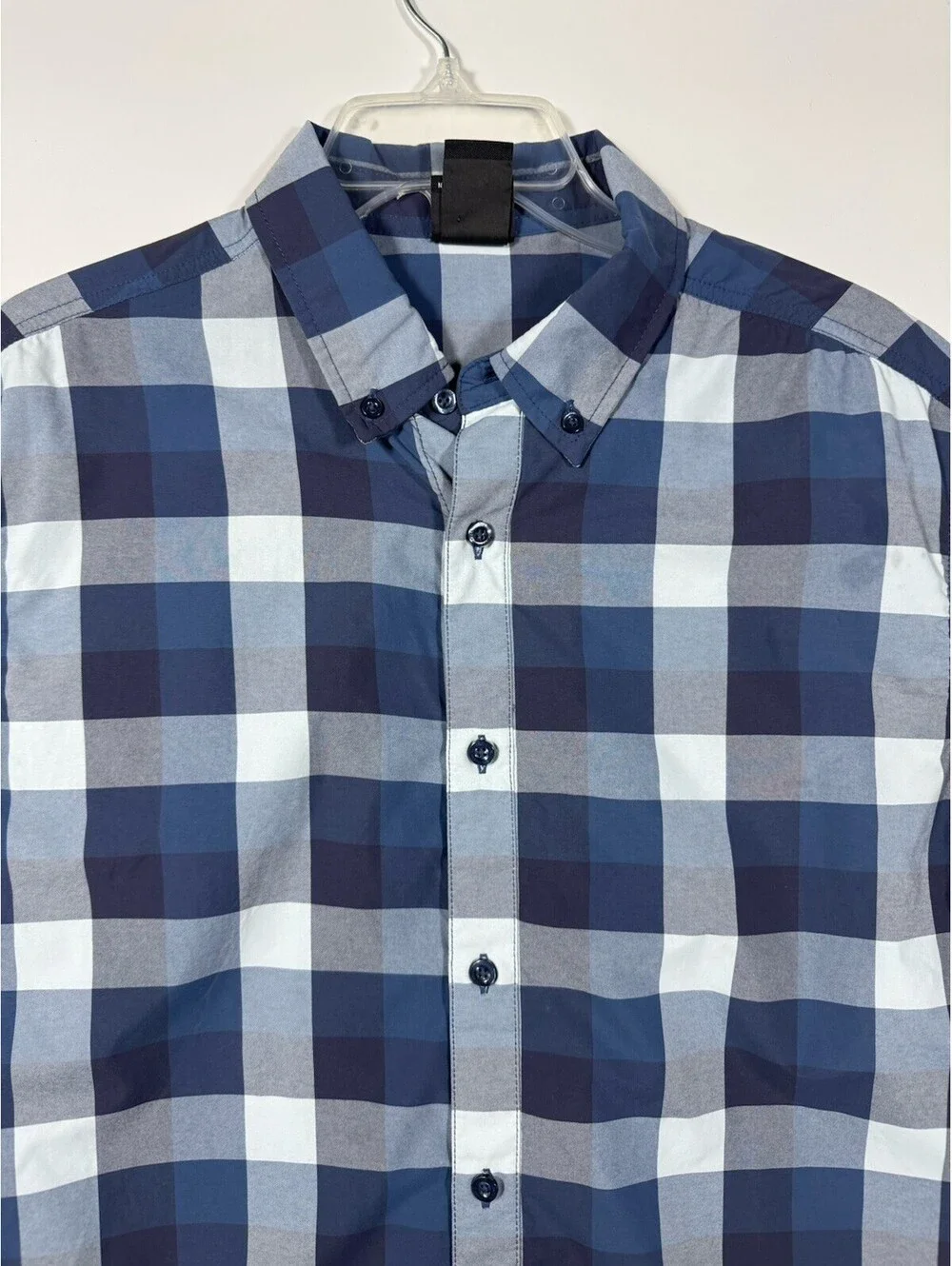 The North Face Plaid Short Sleeve Button Up Shirt Men’s Large Blue Gray